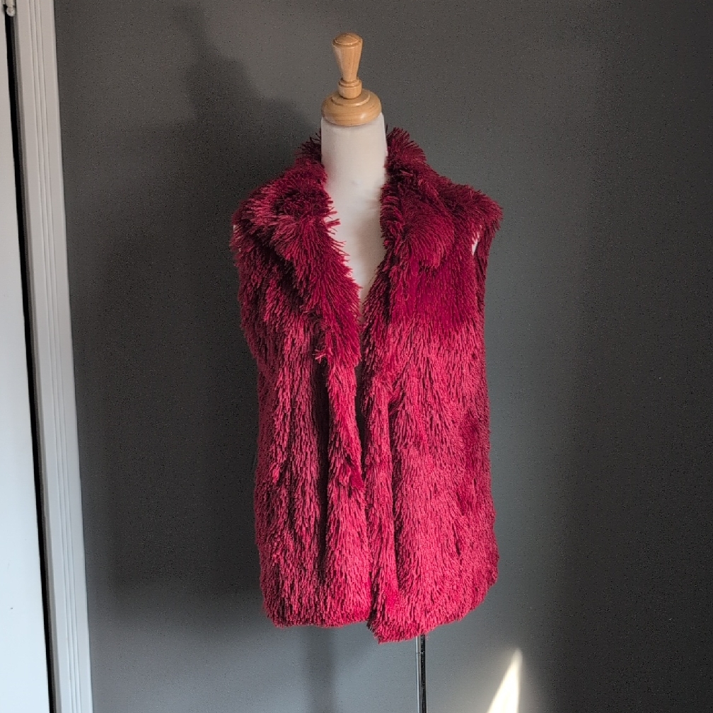 Nwt Betsey Johnson Deep Red Teddy Vest Small